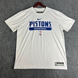 THE NIKE TEE Detroit Pistons Dri-Fit White T shirt Mens XL Excellent Condition